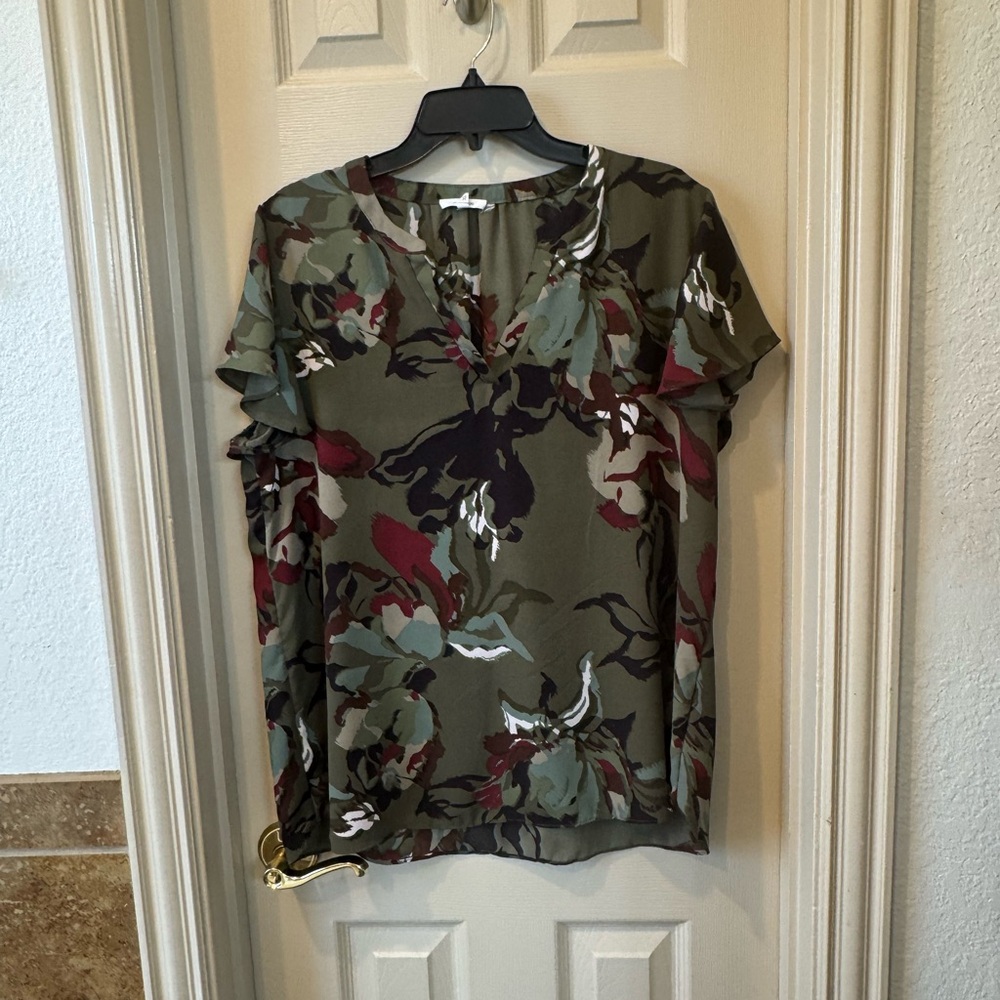 Maurices Multicolored Boxy Blouse with Mandarin Collar